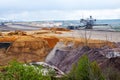 Destroyed earth layers during lignite (brown coal) open pit mini