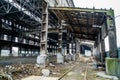 Destroyed factory. Old industrial building for demolition Royalty Free Stock Photo