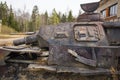Destroyed german old tanks Royalty Free Stock Photo