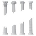 Destroyed historic Greek antique columns with capitals of different orders and with place for text