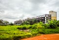 The destroyed hotel in Monrovia. Liberia, West Africa