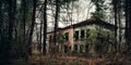 destroyed house in the forest in midnight Royalty Free Stock Photo