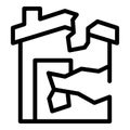 Destroyed house of war icon outline vector. People migrant