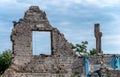 destroyed houses in an abandoned city without people in Ukraine