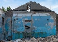 destroyed houses in an abandoned city without people in Ukraine