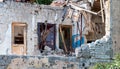 destroyed houses in an abandoned city without people in Ukraine