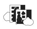 Destroyed houses monochrome flat vector object