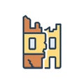 Color illustration icon for Destroyed, undone and building
