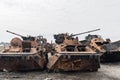 Destroyed infantry fighting vehicle\'s (IFV). Remains of military vehicles in a junkyard
