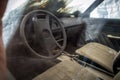 Destroyed interior of a vintage car Royalty Free Stock Photo