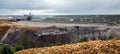 Destroyed landscape in Garzweiler opencast mining lignite, surface mine in North Rhine-Westphalia, Germany, controversial energy