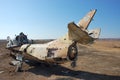 Destroyed military aircraft.