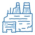 destroyed nuclear power plant doodle icon hand drawn illustration Royalty Free Stock Photo