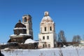 Destroyed old churches in a village in the North of Russia.