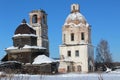 Destroyed old churches in a village in the North of Russia.