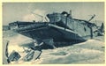Destroyed pontoon ship in Salerno Gulf