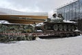 Destroyed Russian T-72B3 tank was brought to the exhibition in the capital of Finland, Helsinki