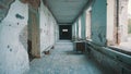 Destroyed school in Beslan after the terrorist attack. Old empty school corridors