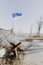 A destroyed school in the front-line village of Shirokino. Consequences of the war between Russia and Ukraine.