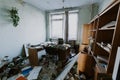 A destroyed school in the front-line village of Shirokino. Consequences of the war between Russia and Ukraine.