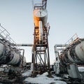 Destroyed By A Separator. Equipment for the separation of oil. Modular oil treatment plant Royalty Free Stock Photo