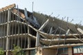 Destroyed structure, the broken floors of a high-rise building.