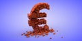 Destroyed symbol of the European currency with cracks on a blue background. The concept of falling currencies. Economic crisis Royalty Free Stock Photo