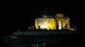 Destroyed temple of Baal in Palmyra, Syria at night