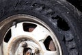 Destroyed tire Royalty Free Stock Photo