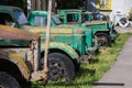 Destroyed vintage trucks rust in the open air in the museum of the city of Pereyaslav. Ukraine