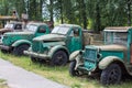 Destroyed vintage trucks rust in the open air in the museum of the city of Pereyaslav. Ukraine