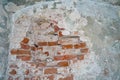 Destroyed wall in an ancient red brick building Royalty Free Stock Photo