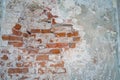 Destroyed wall in an ancient red brick building Royalty Free Stock Photo