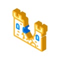 Destroyed wall of castle isometric icon vector illustration