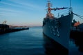 793 destroyer at Boston harbor with blue sky and sea Royalty Free Stock Photo