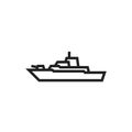 Destroyer line icon. navy warship symbol. isolated vector image