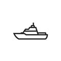 Destroyer warship line icon. military boat symbol. isolated vector image