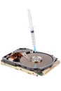 Destroying data from hard disk - conceptual photo Royalty Free Stock Photo