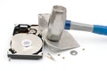Destroying hard disk drive Royalty Free Stock Photo