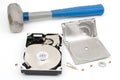 Destroying hard disk drive Royalty Free Stock Photo