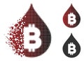 Destructed Dotted Halftone Bitcoin Drop Icon