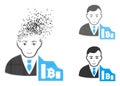 Destructed Pixel Halftone Bitcoin Trader Icon with Face