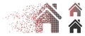 Destructed Pixel Halftone Home Building Icon