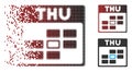 Destructed Pixel Halftone Thursday Calendar Grid Icon