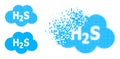 Destructed Pixel Hydrogen Sulfide Cloud Icon with Halftone Version
