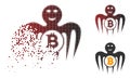 Destructed Pixelated Halftone Bitcoin Happy Monster Icon