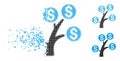 Destructed Pixelated Halftone Money Tree Icon