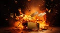 destructi gift on fire Royalty Free Stock Photo