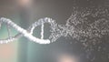Destructing DNA molecule. Conceptual 3D rendering