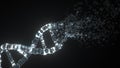 Destructing glass DNA molecule. Conceptual 3D rendering